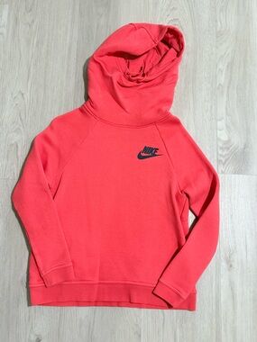 Nike Coral Red Pullover Hoodie with Black Swoosh